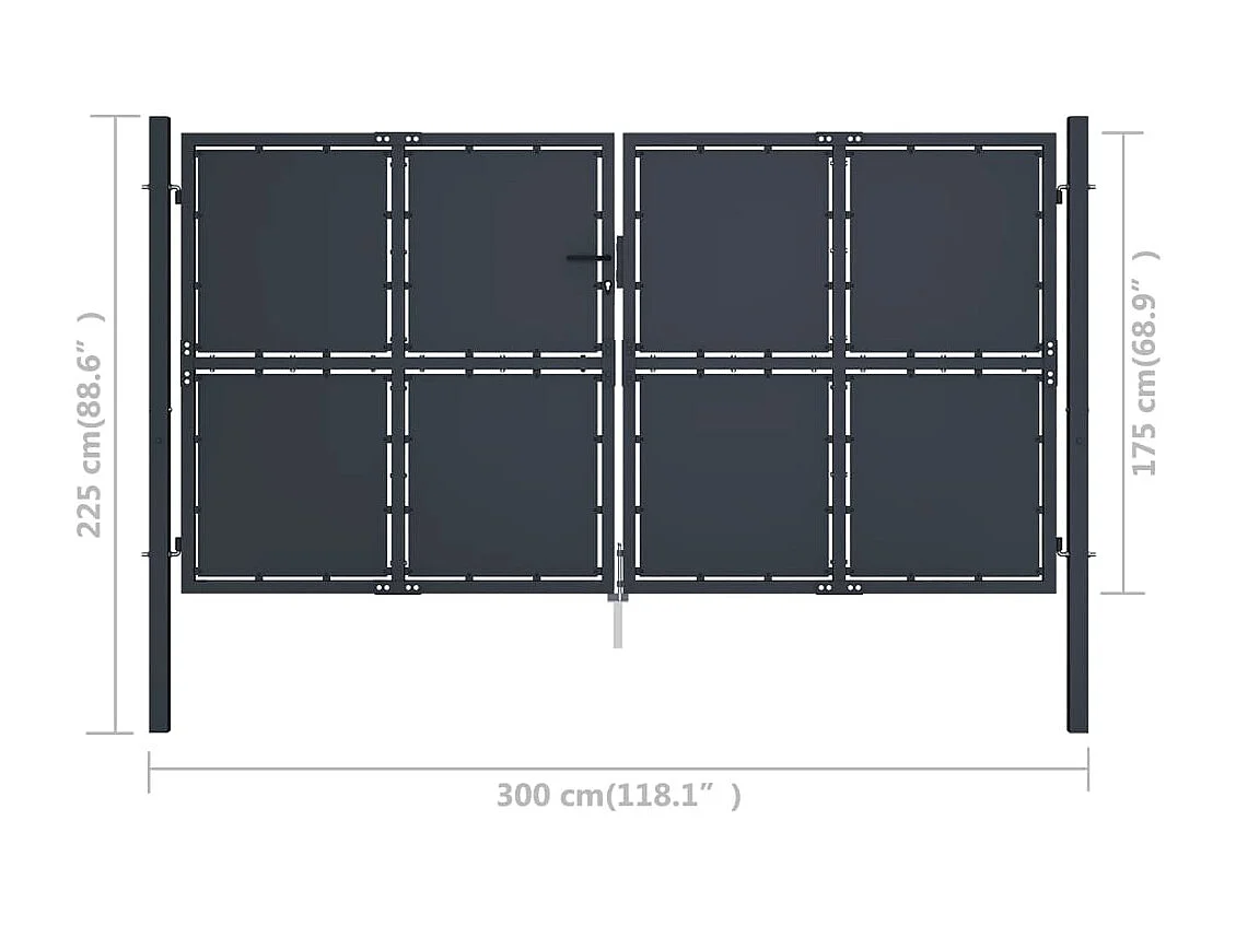 Portail de jardin Acier 300 x 175 cm Anthracite