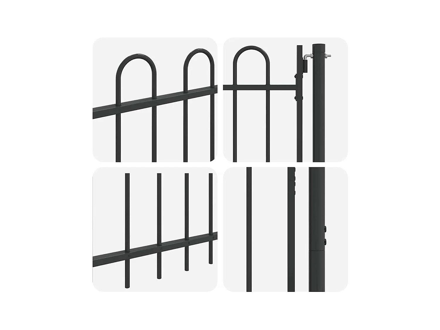 Cancello per recinzione grigio 100 x 120 cm in acciaio verniciato a polvere