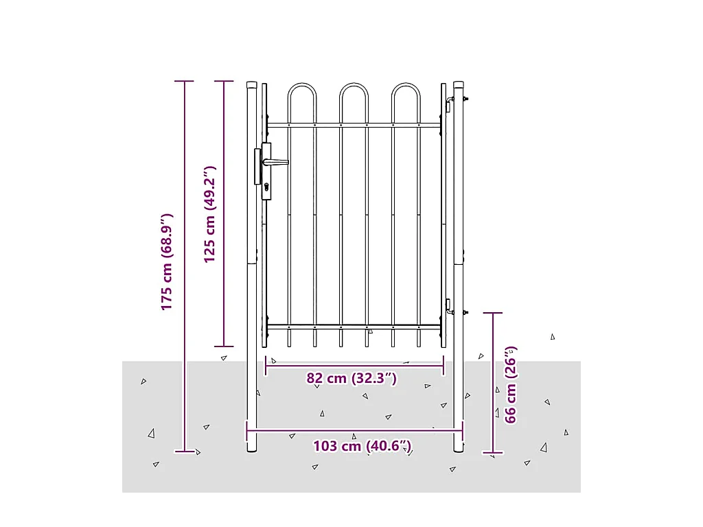 Cancello per recinzione grigio 100 x 120 cm in acciaio verniciato a polvere