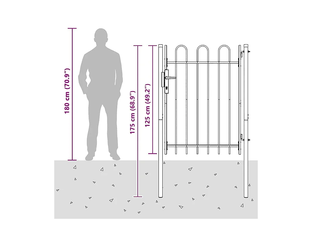 Cancello per recinzione grigio 100 x 120 cm in acciaio verniciato a polvere