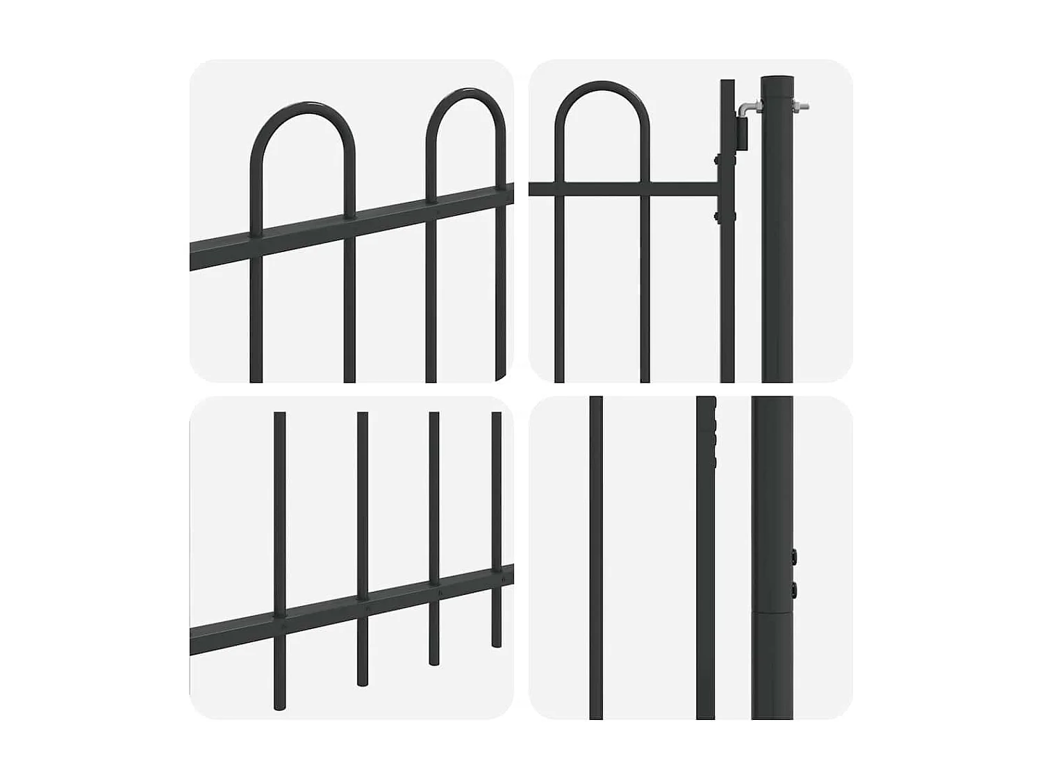 Puerta de valla gris de 100 x 120 cm de acero con recubrimiento en polvo