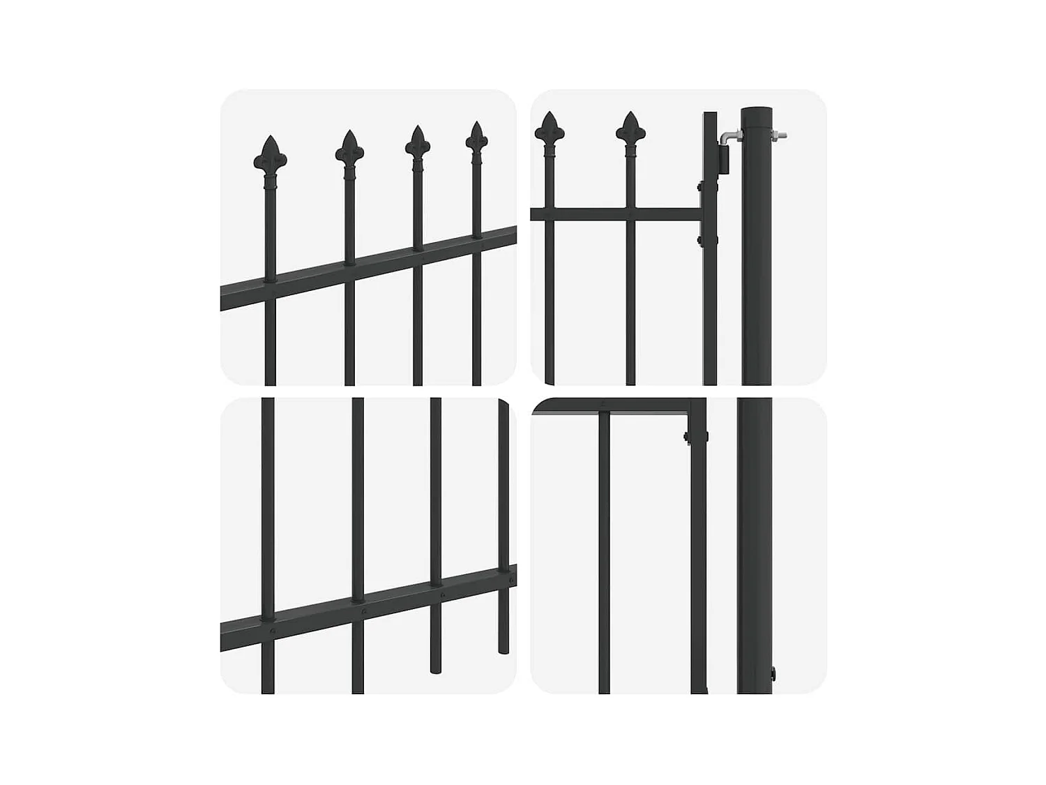 Cancello per recinzione grigio 100 x 75 cm in acciaio verniciato a polvere