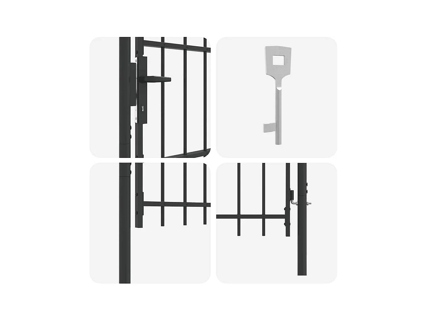 Cancello per recinzione grigio 100 x 75 cm in acciaio verniciato a polvere