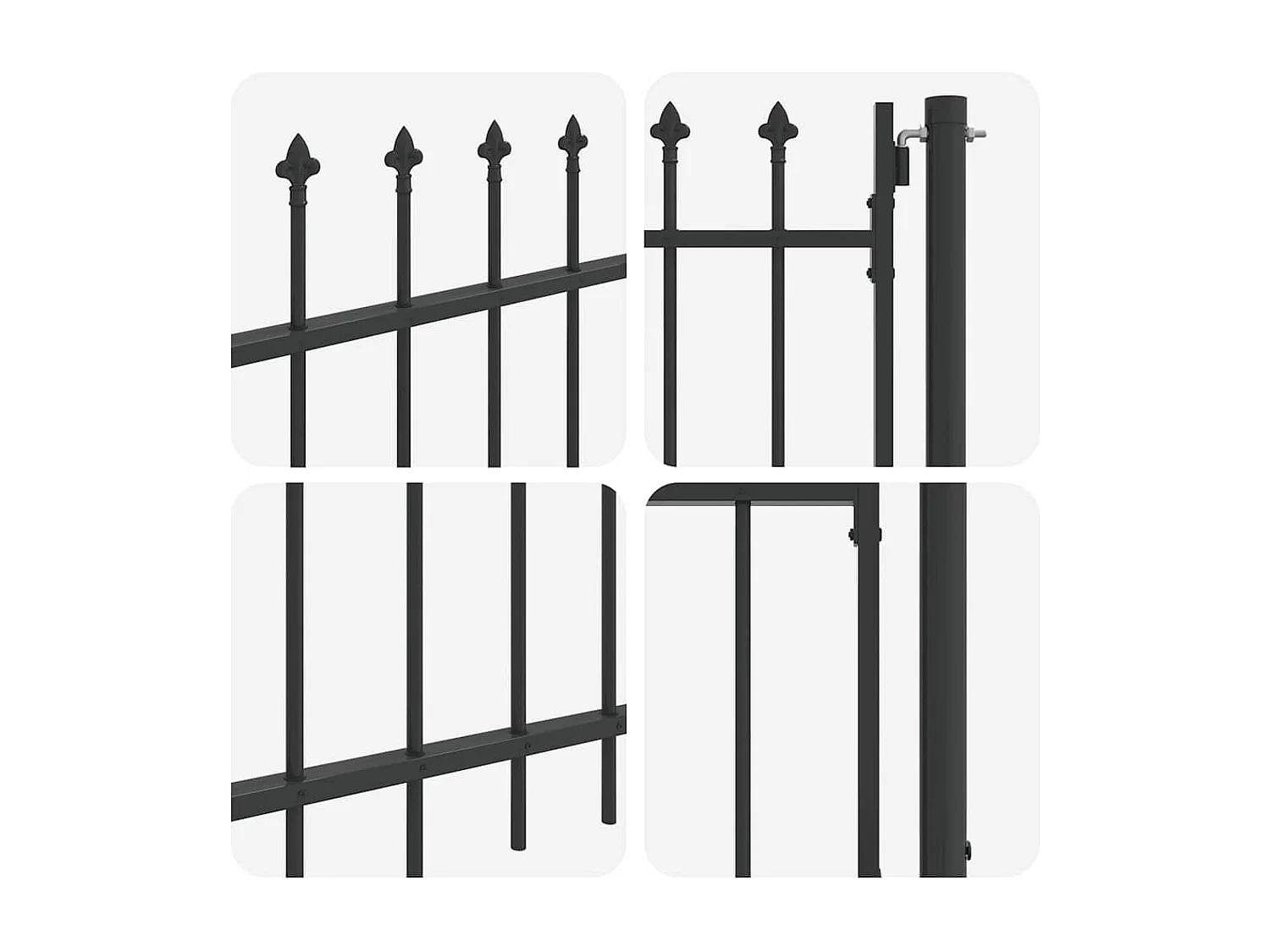 Graues Zauntor 100 x 75 cm, pulverbeschichteter Stahl