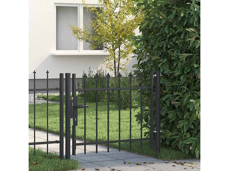 Porte de Clôture Gris 100 x 75 cm Acier revêtu de poudre