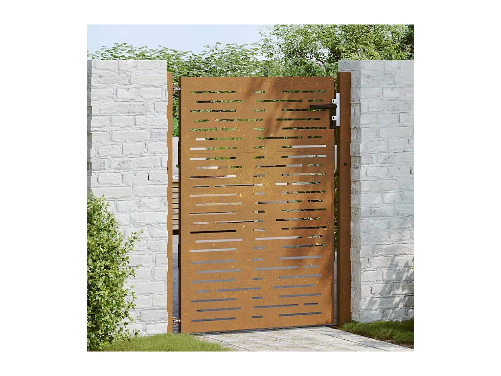 Portail de jardin 105x155 cm acier corten conception de carré