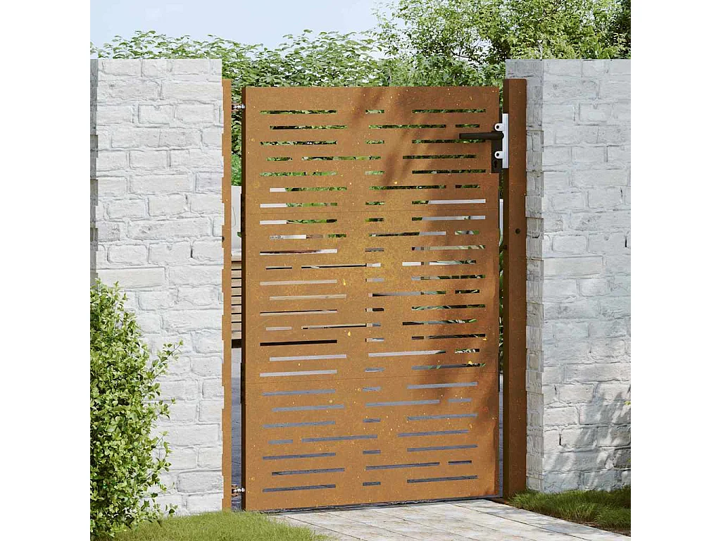 Portail de jardin 105x155 cm acier corten conception de carré