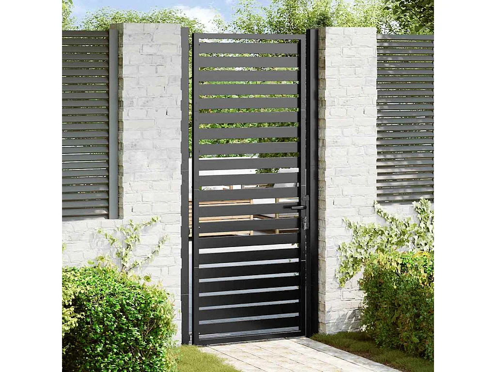 Zwarte afsluitbare tuinpoort 100x200 cm aluminium