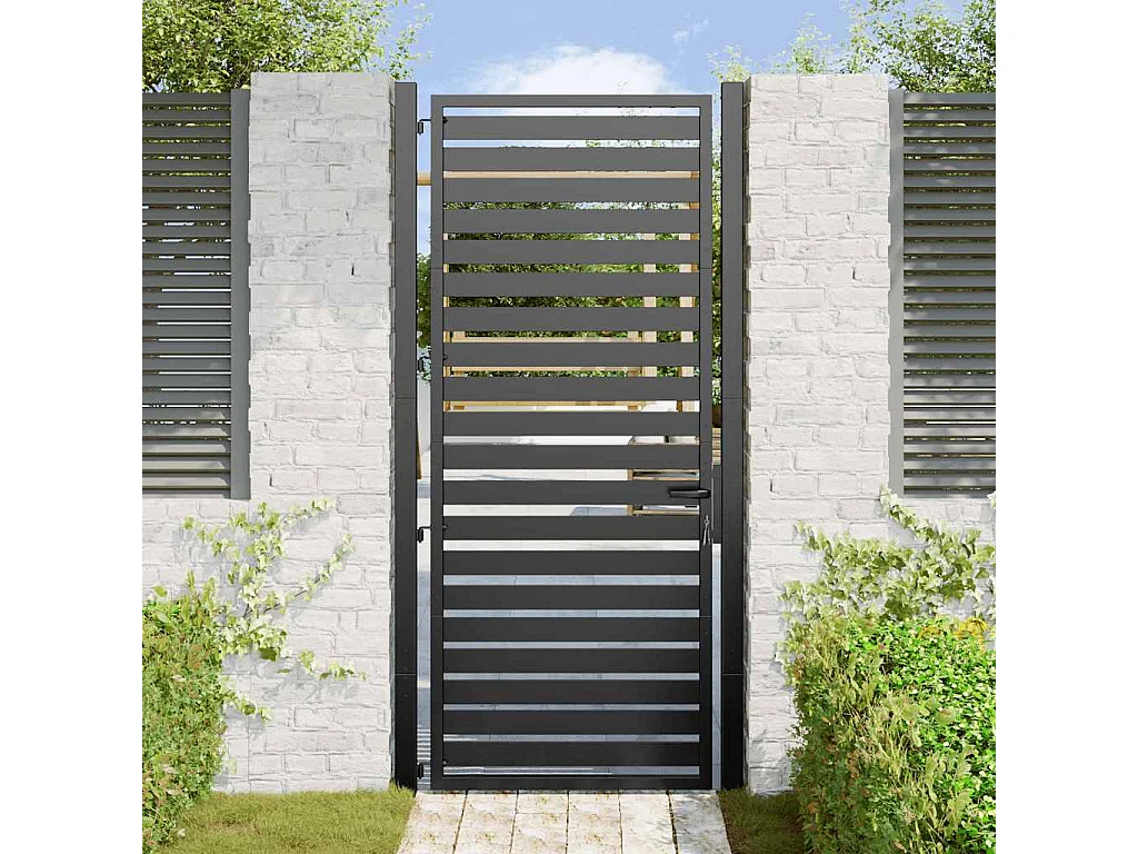 Zwarte afsluitbare tuinpoort 100x200 cm aluminium