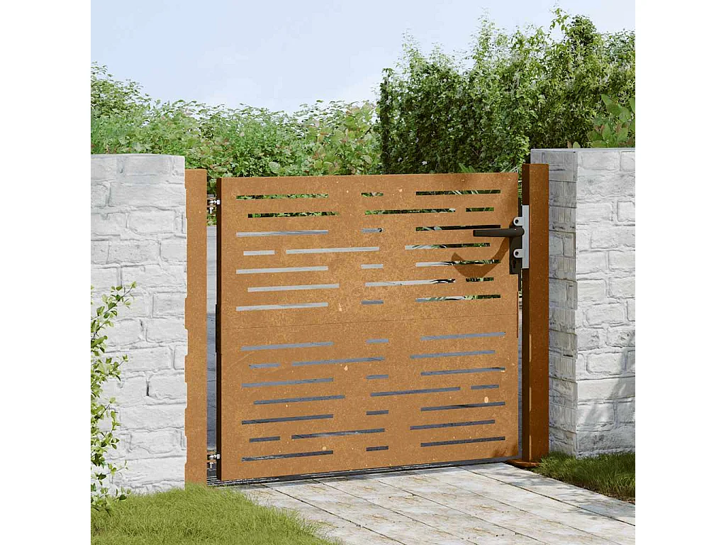 Puerta de jardín 105x105 cm acero corten diseño cuadrado