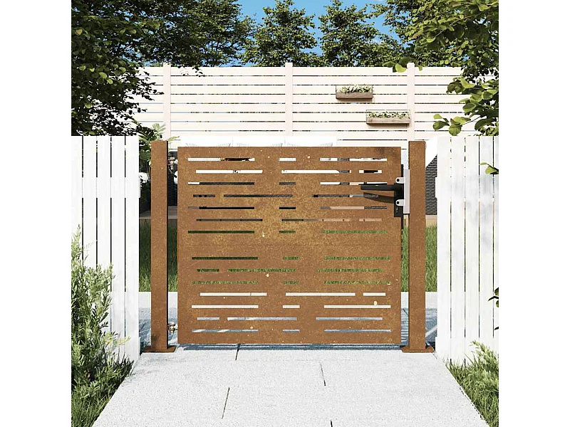 Cancello da giardino 105x105 cm in acciaio corten design quadrato