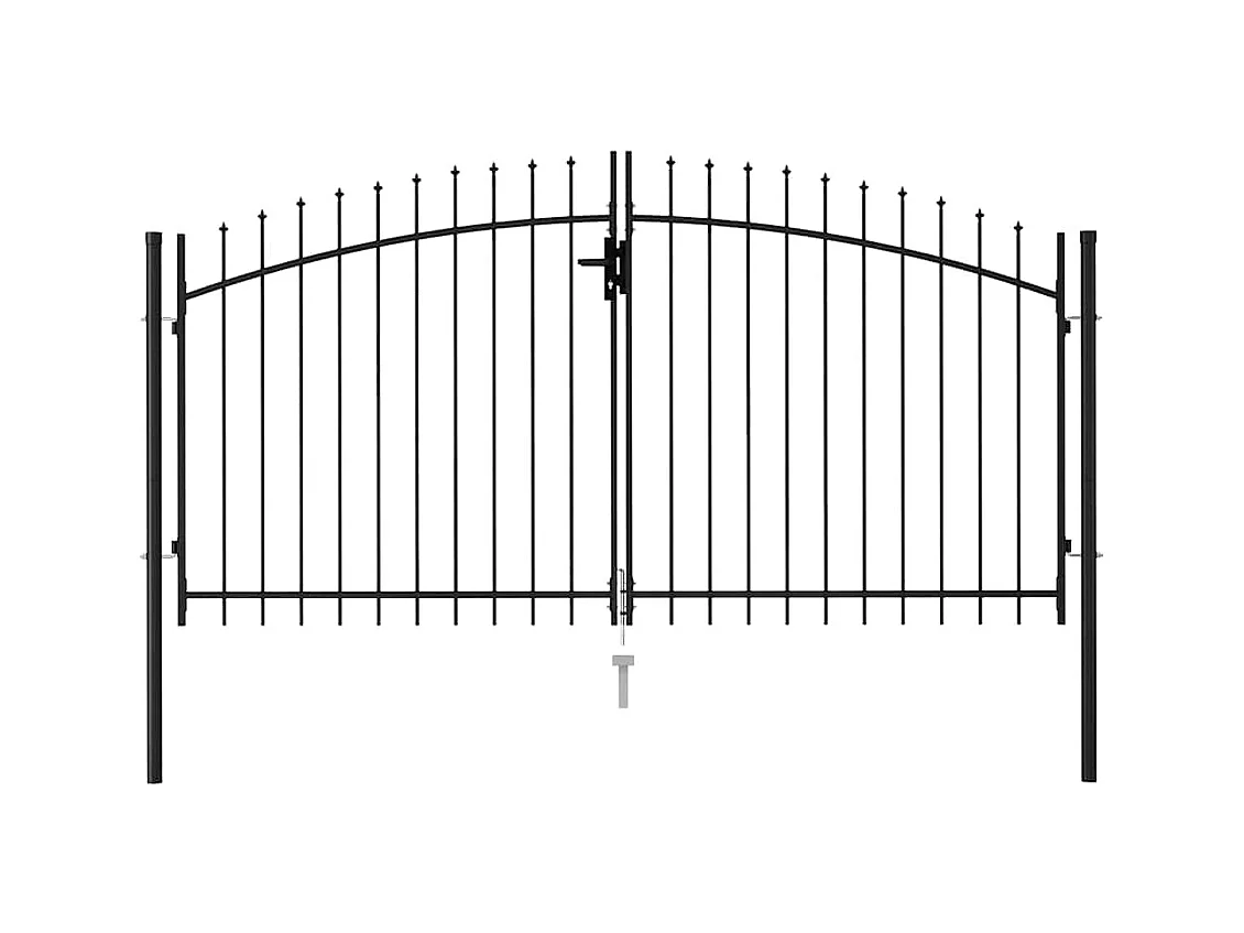 Cancello doppio con punta superiore Acciaio 3x1,5 m Nero