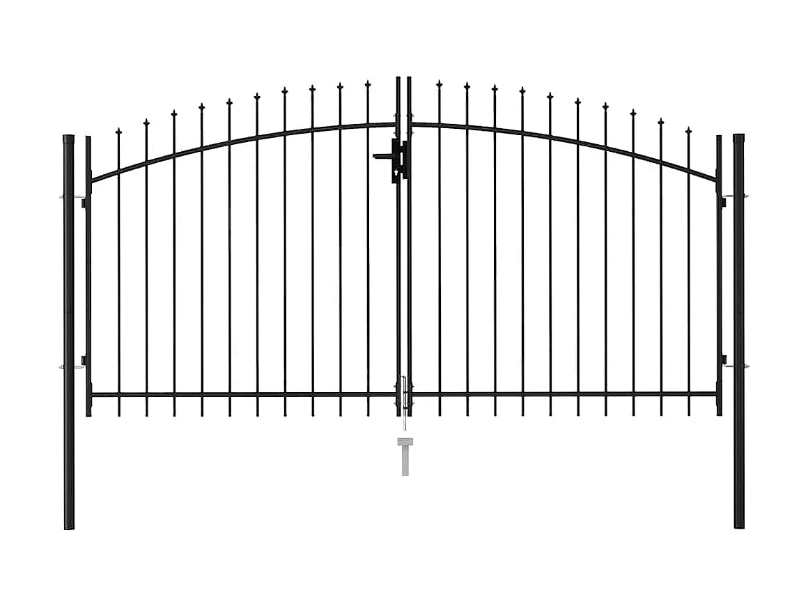 Portillon double porte avec dessus à pointe Acier 3x1,5 m Noir
