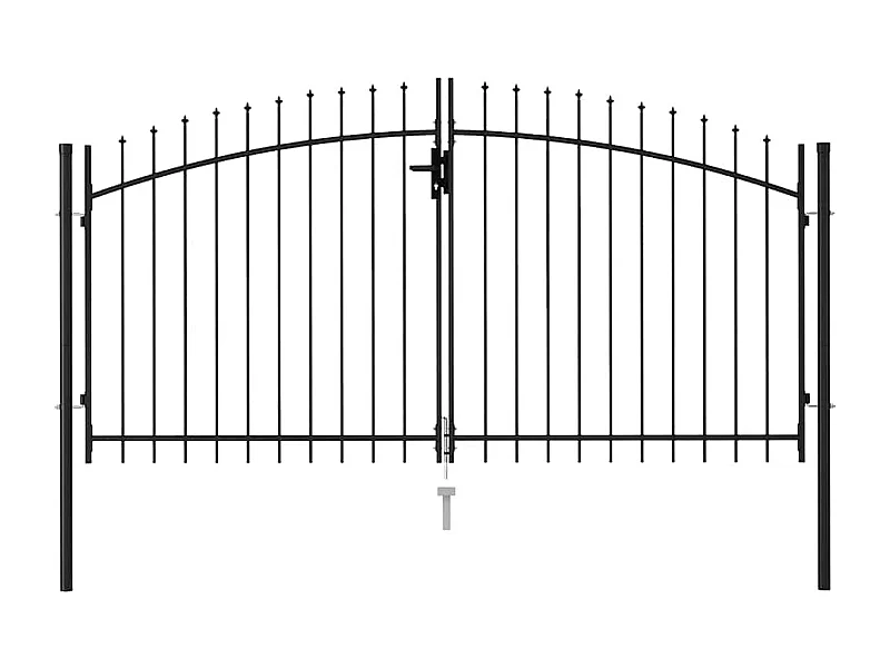 Portillon double porte avec dessus à pointe Acier 3x1,5 m Noir