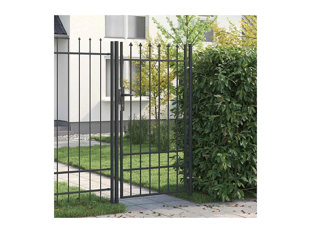 Cancello per recinzione grigio 100 x 175 cm in acciaio verniciato a polvere