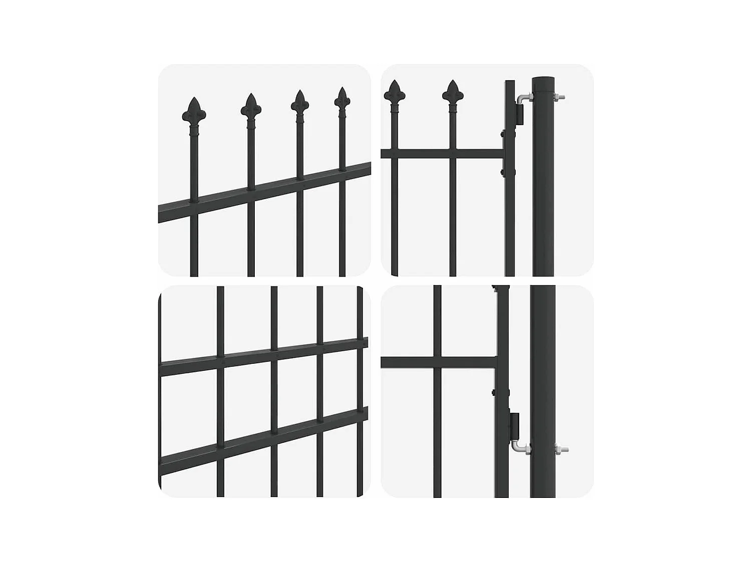 Puerta de valla gris de 100 x 175 cm de acero con recubrimiento en polvo