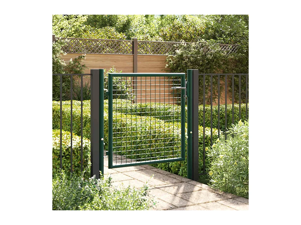 Puerta de valla de acero 100x75 cm verde