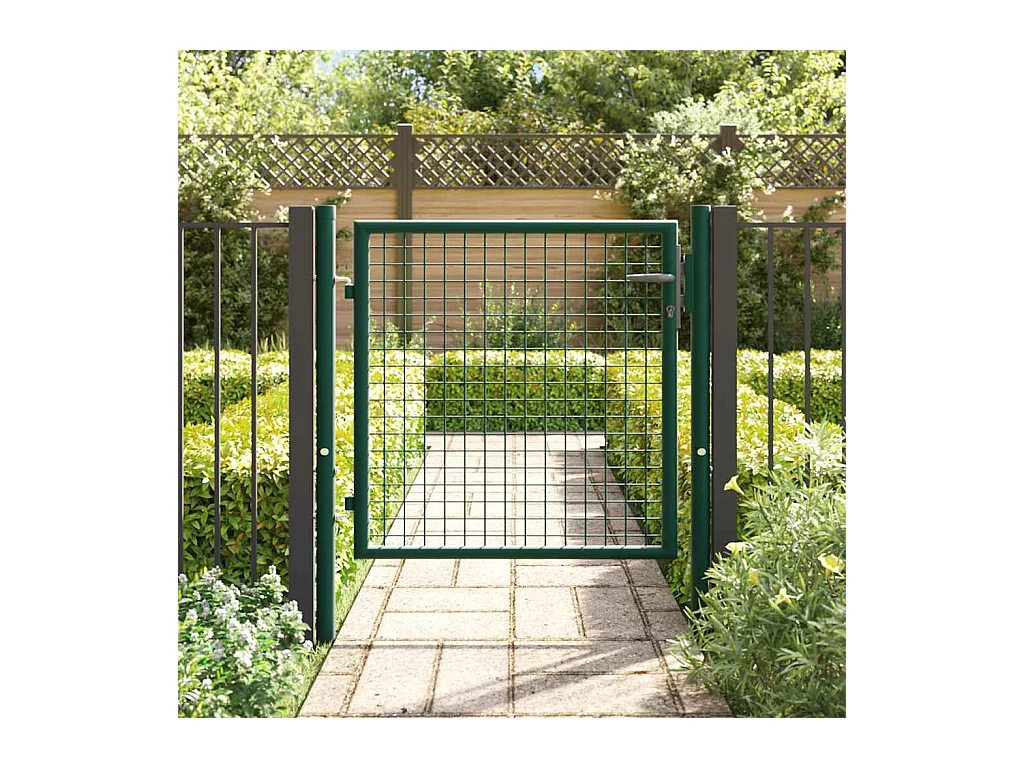 Puerta de valla de acero 100x75 cm verde