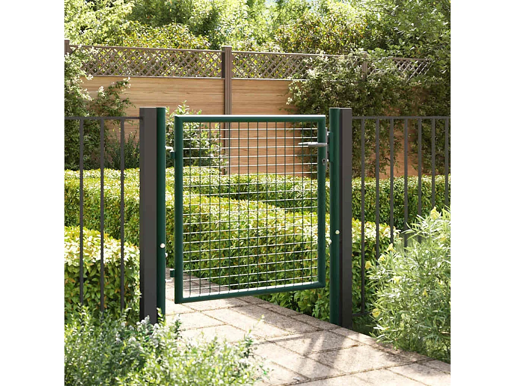 Puerta de valla de acero 100x75 cm verde