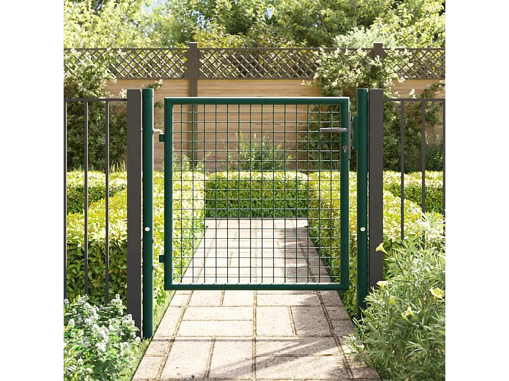 Puerta de valla de acero 100x75 cm verde