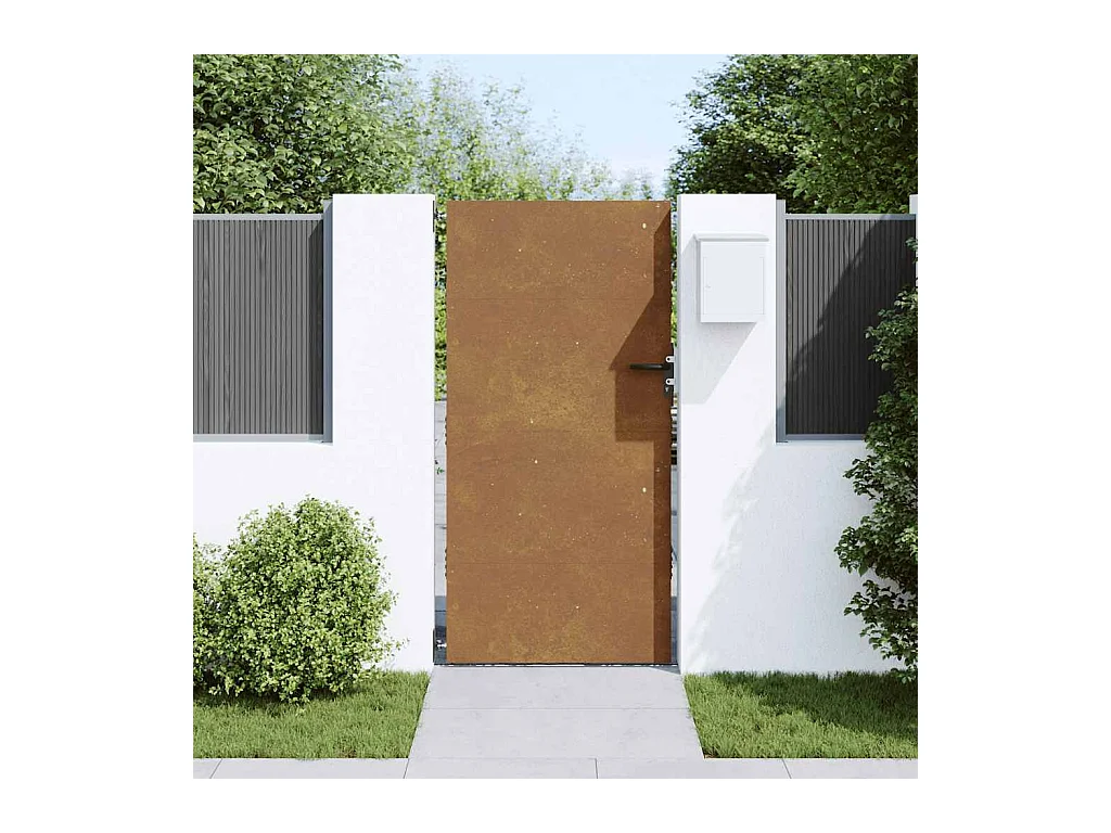 Puerta de jardín de acero corten de 85 x 175 cm.