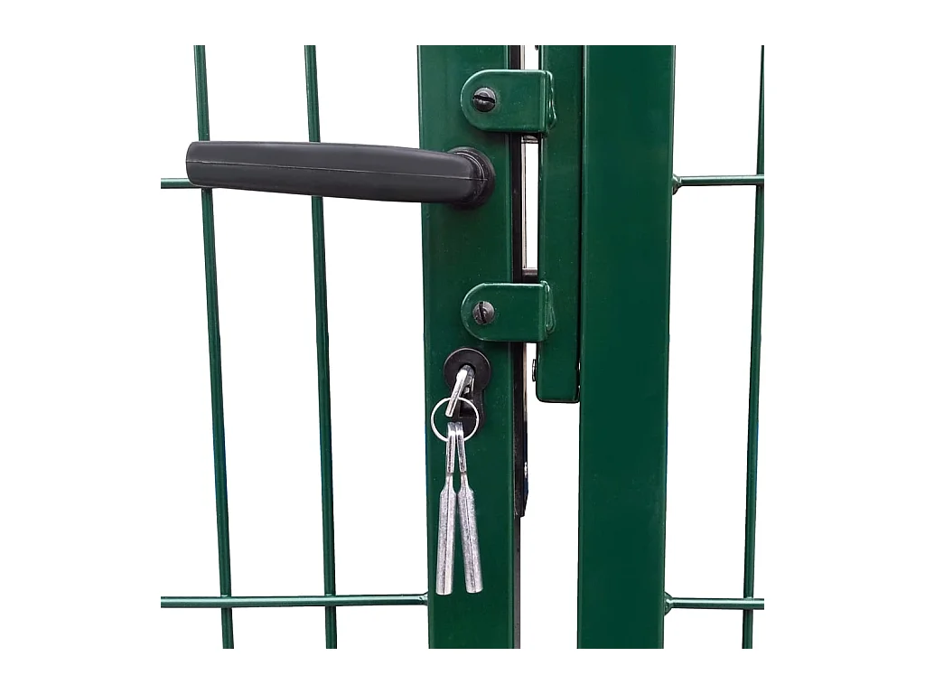 Puerta de valla de jardín con postes 350x120 cm acero verde