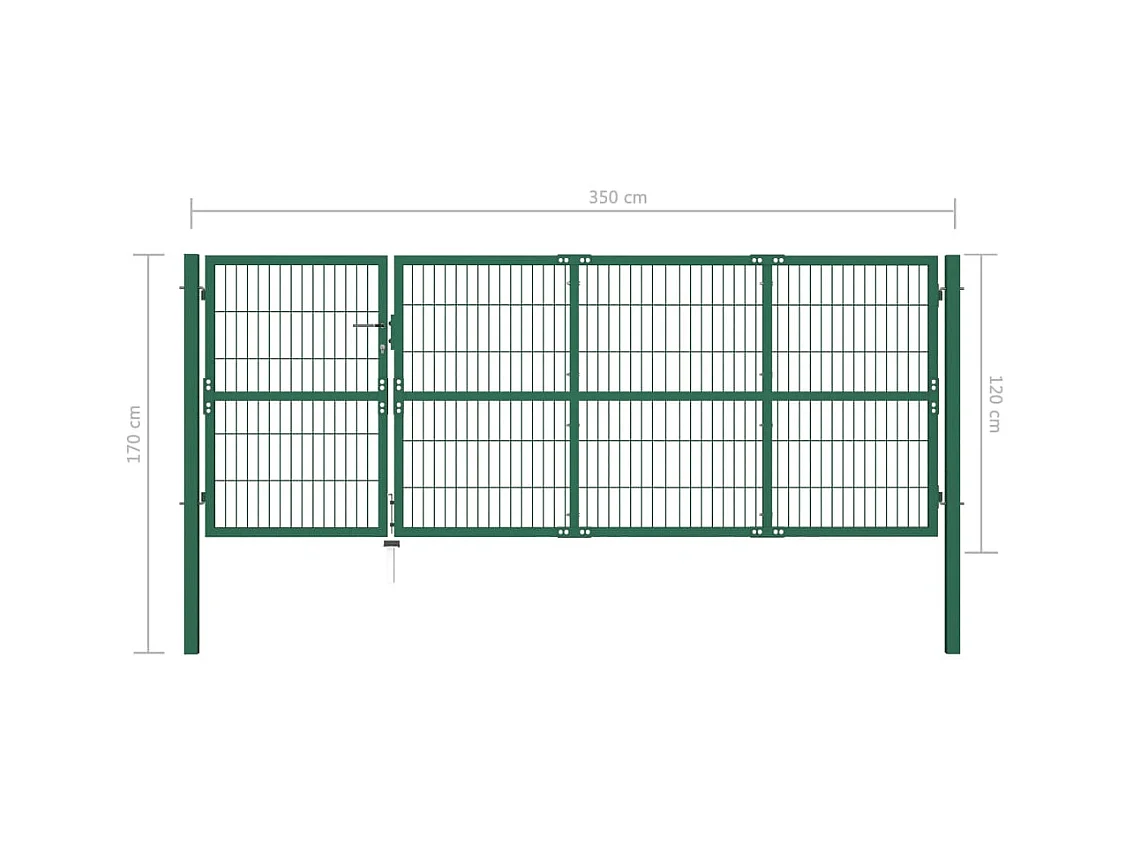 Puerta de valla de jardín con postes 350x120 cm acero verde