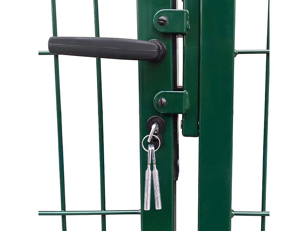 Puerta de valla de jardín con postes 350x120 cm acero verde