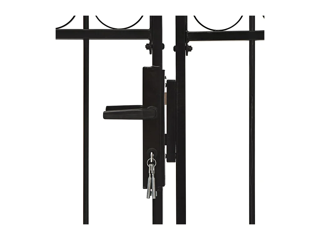 Cancello doppio con parte superiore ad arco Acciaio 400x200 cm Nero