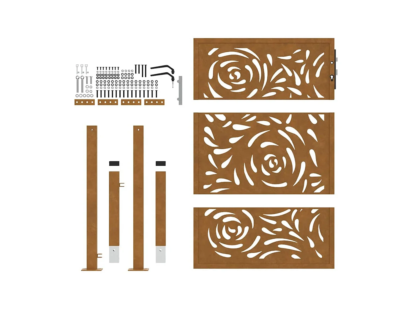 Puerta de jardín de acero resistente a la intemperie con diseño de llama