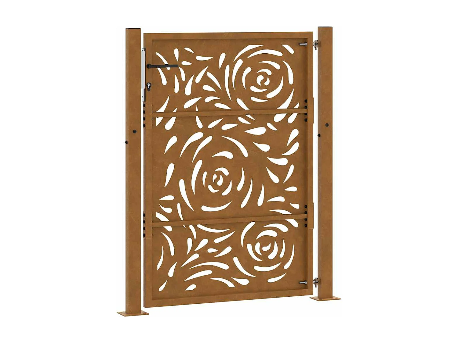 Puerta de jardín de acero resistente a la intemperie con diseño de llama