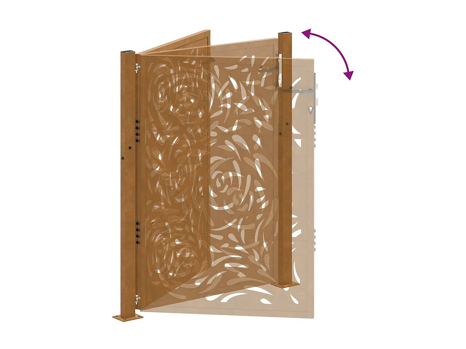 Puerta de jardín de acero resistente a la intemperie con diseño de llama