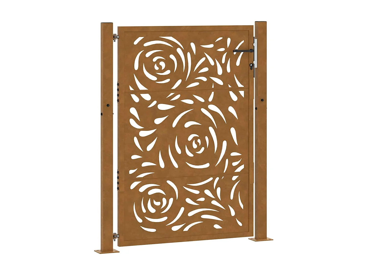 Puerta de jardín de acero resistente a la intemperie con diseño de llama