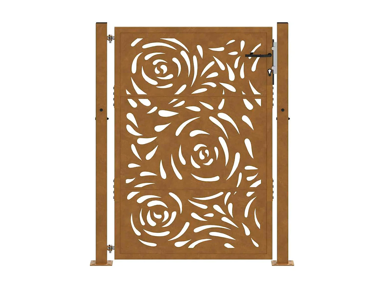 Puerta de jardín de acero resistente a la intemperie con diseño de llama