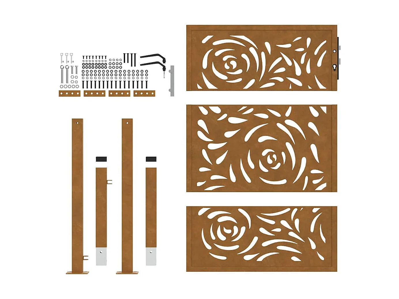 Puerta de jardín de acero resistente a la intemperie con diseño de llama