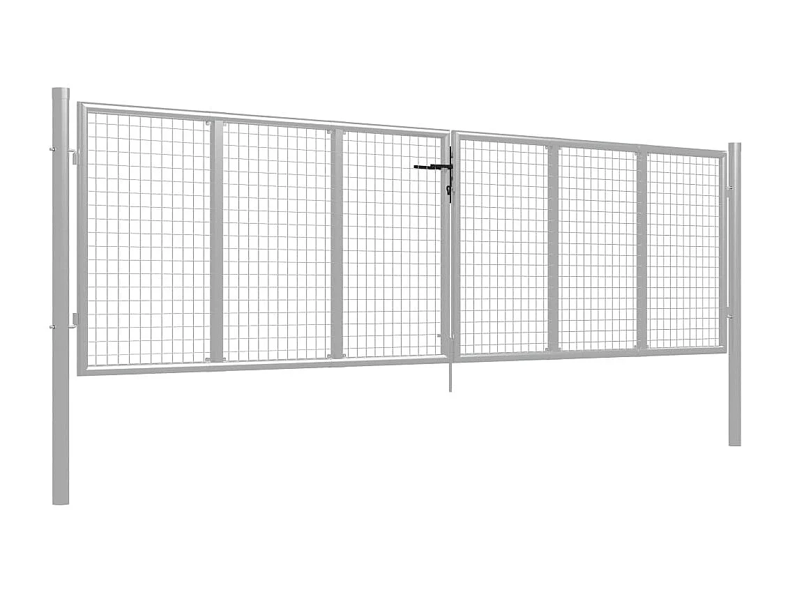 Cancello da giardino in acciaio zincato 415 x 100 cm argento