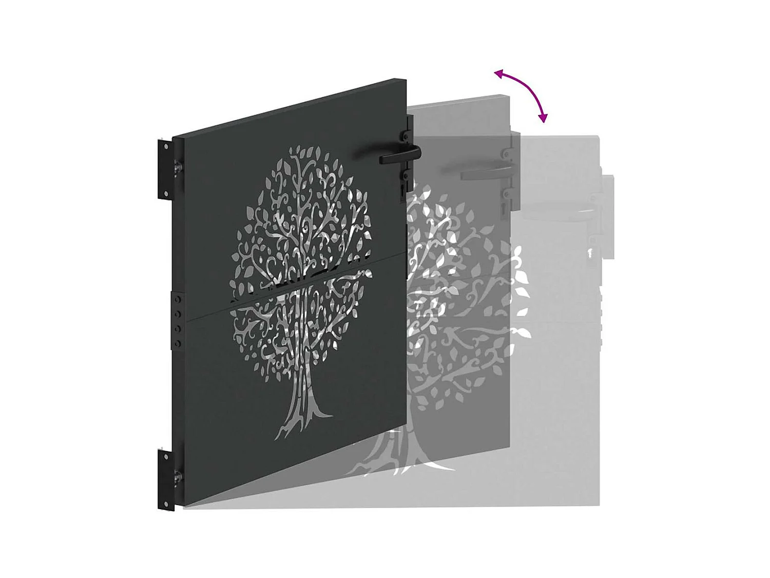 Porte de Jardin, Portail de Jardin 85x75 cm Design Arbre en Acier Corten