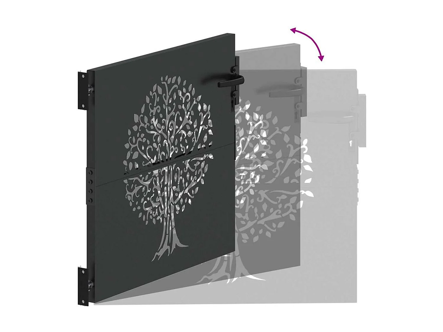 Puerta de jardín, Puerta de jardín 85x75 cm Diseño de árbol en acero Corten