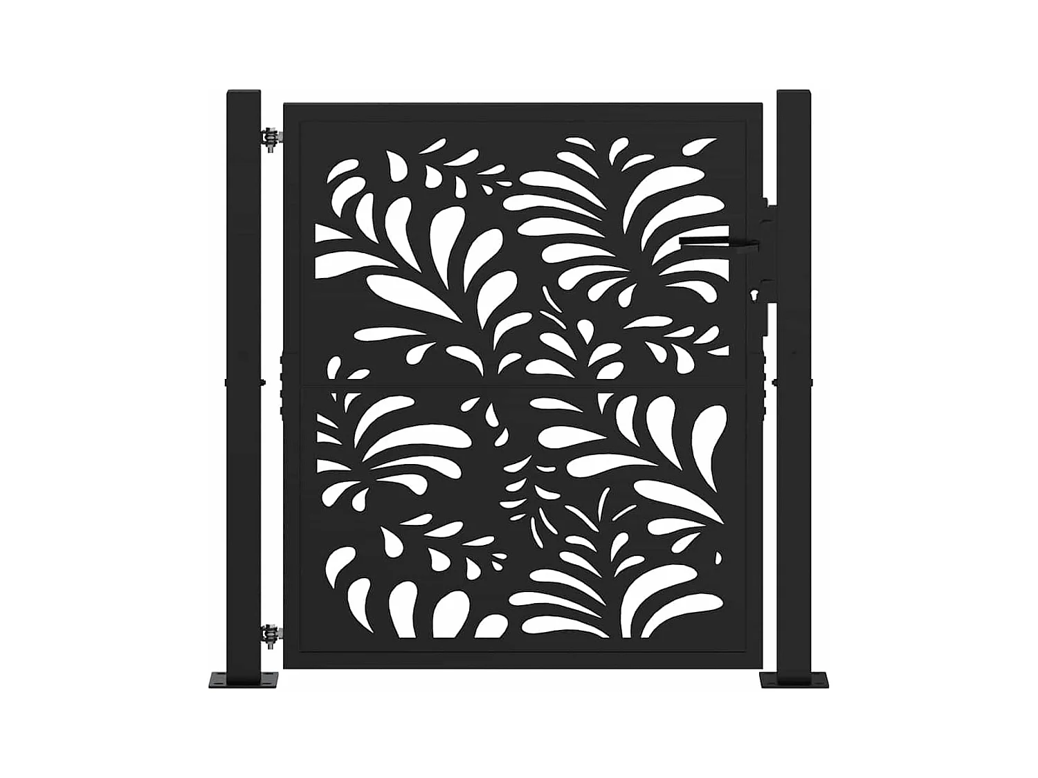 Cancello da giardino nero 105x106 cm in acciaio con design ondulato