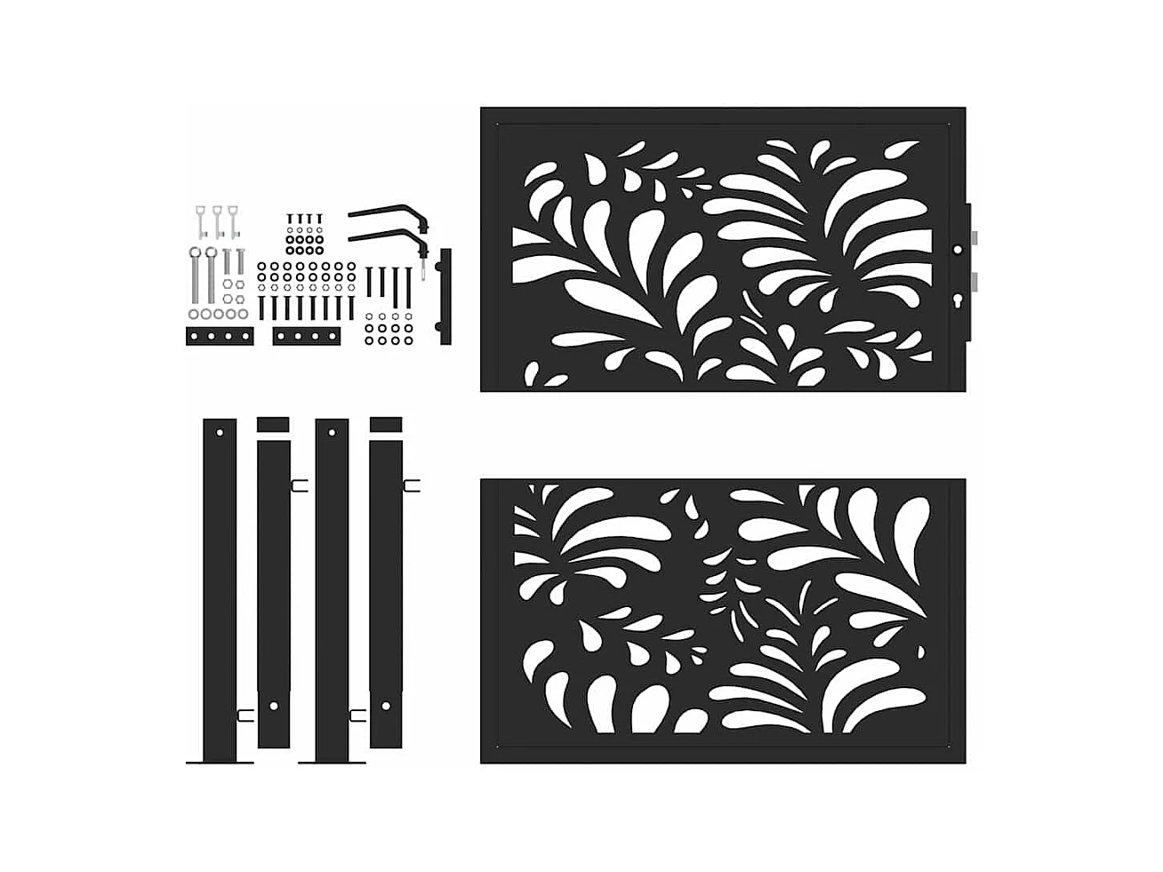 Cancello da giardino nero 105x106 cm in acciaio con design ondulato