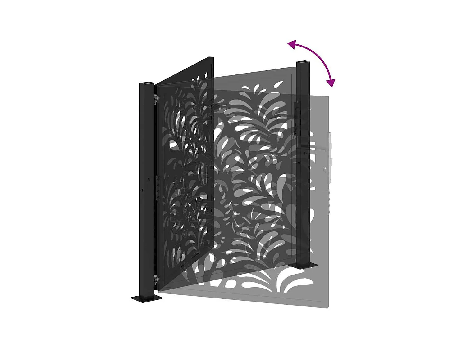 Cancello da giardino nero 105x106 cm in acciaio con design ondulato