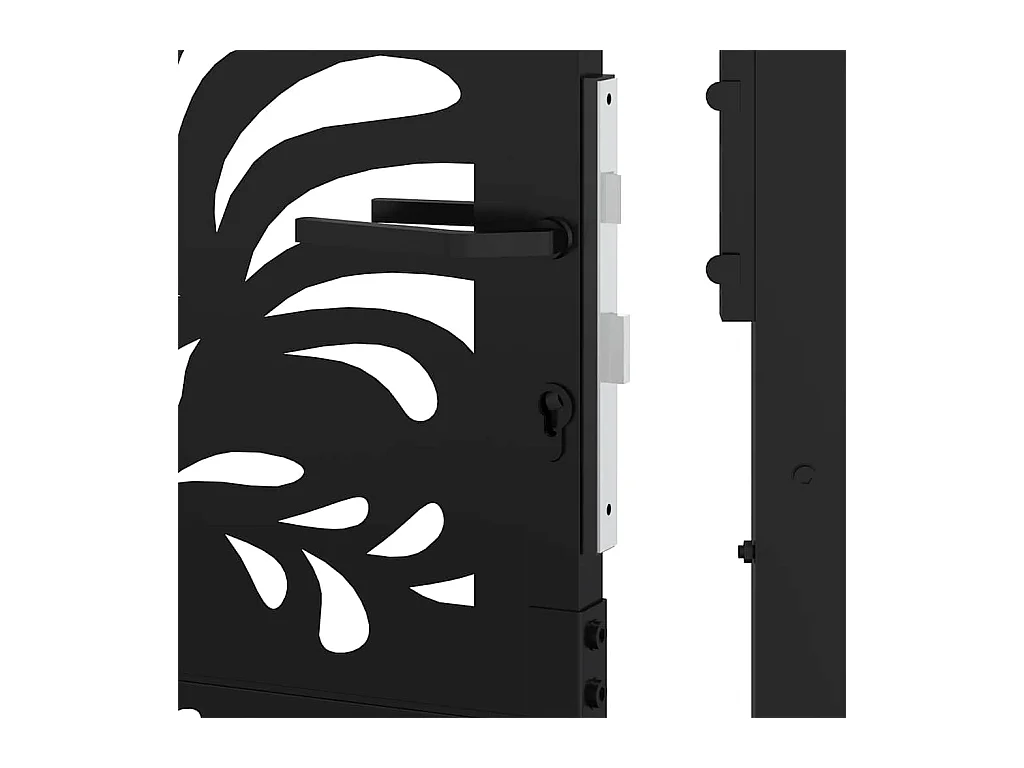 Cancello da giardino nero 105x106 cm in acciaio con design ondulato