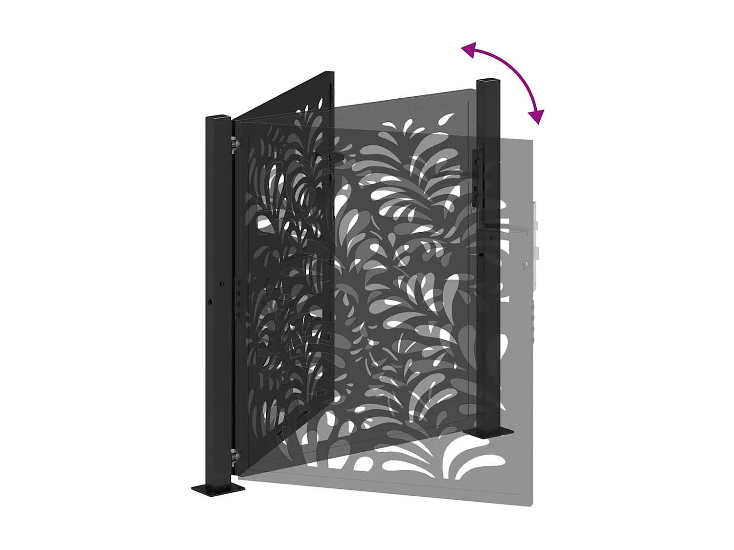 Portail de jardin noir 105x106 cm acier conception de vagues