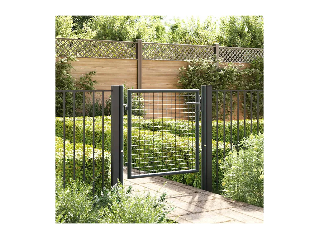 Puerta de jardín de malla de acero galvanizado 100 x 75 cm Gris