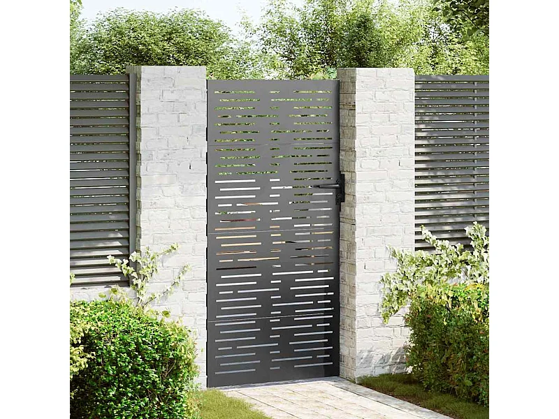 Cancello da giardino, Cancello da giardino 85x100 cm design quadrato in acciaio corten