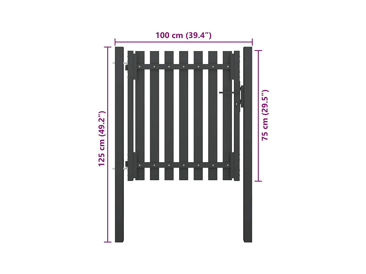 Cancello per recinzione da giardino in acciaio 1x1,25 m antracite