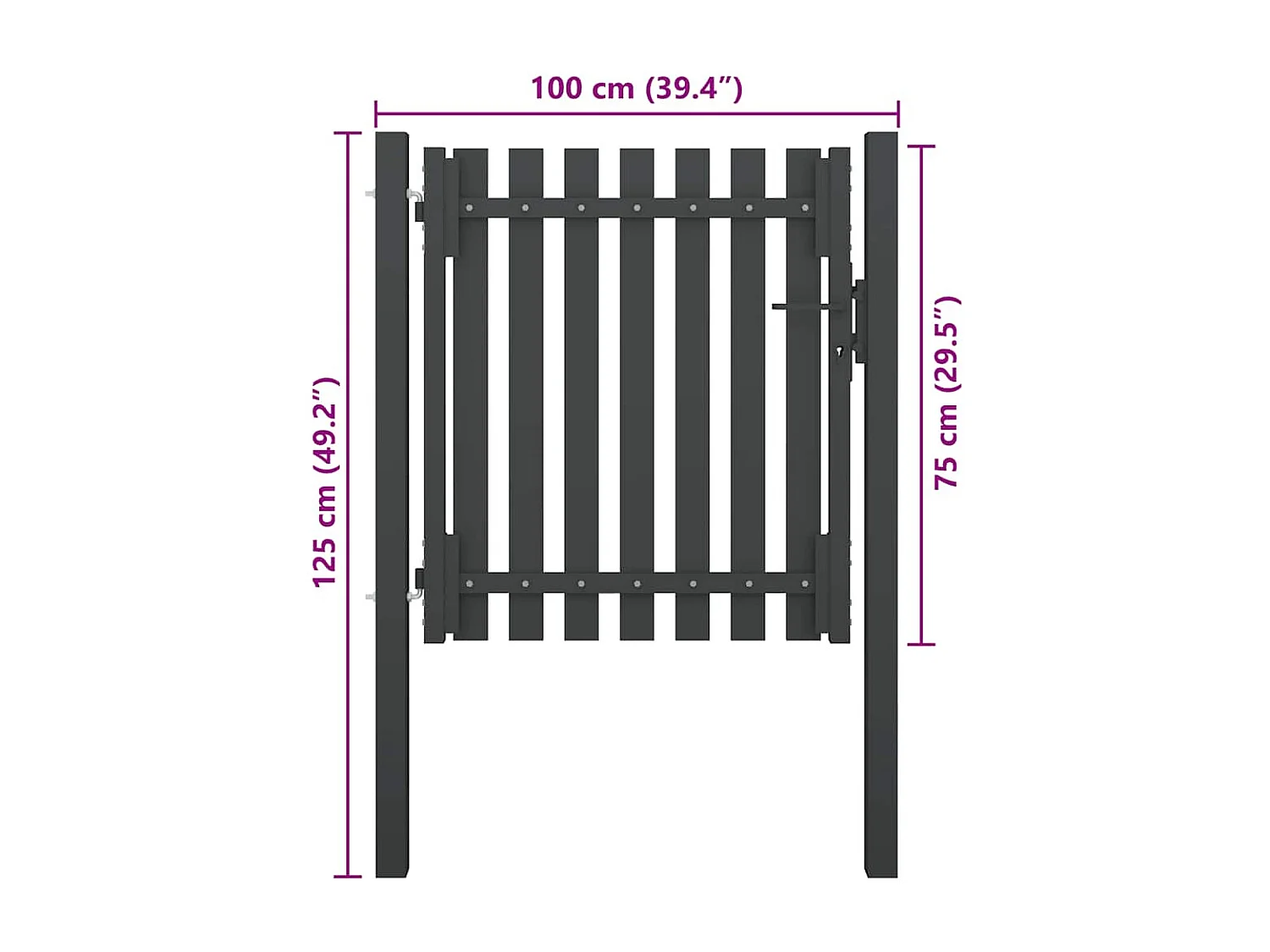Cancello per recinzione da giardino in acciaio 1x1,25 m antracite