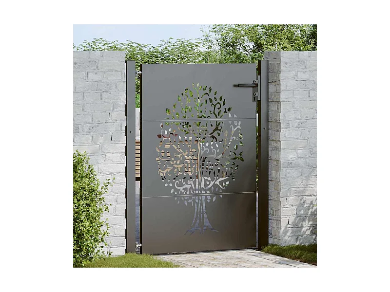 Porte de Jardin Noir 105 x 125 cm Acier peint par poudre