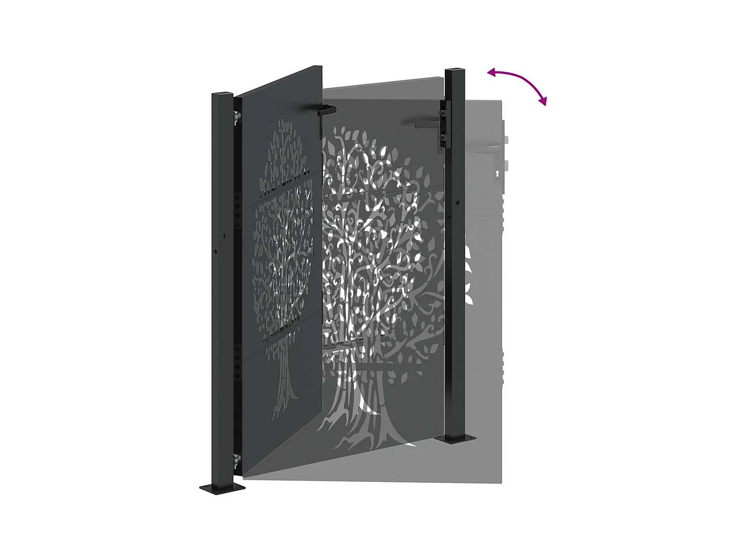 Zwarte tuinpoort 105 x 125 cm gepoedercoat staal