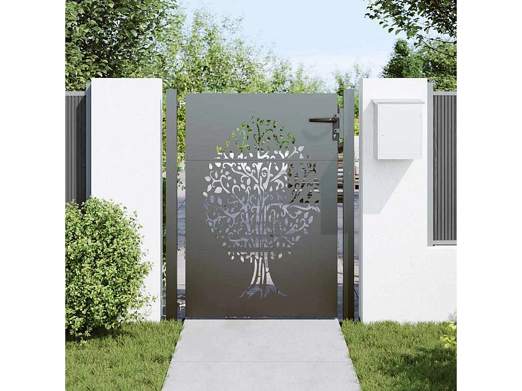 Porte de Jardin Noir 105 x 125 cm Acier peint par poudre
